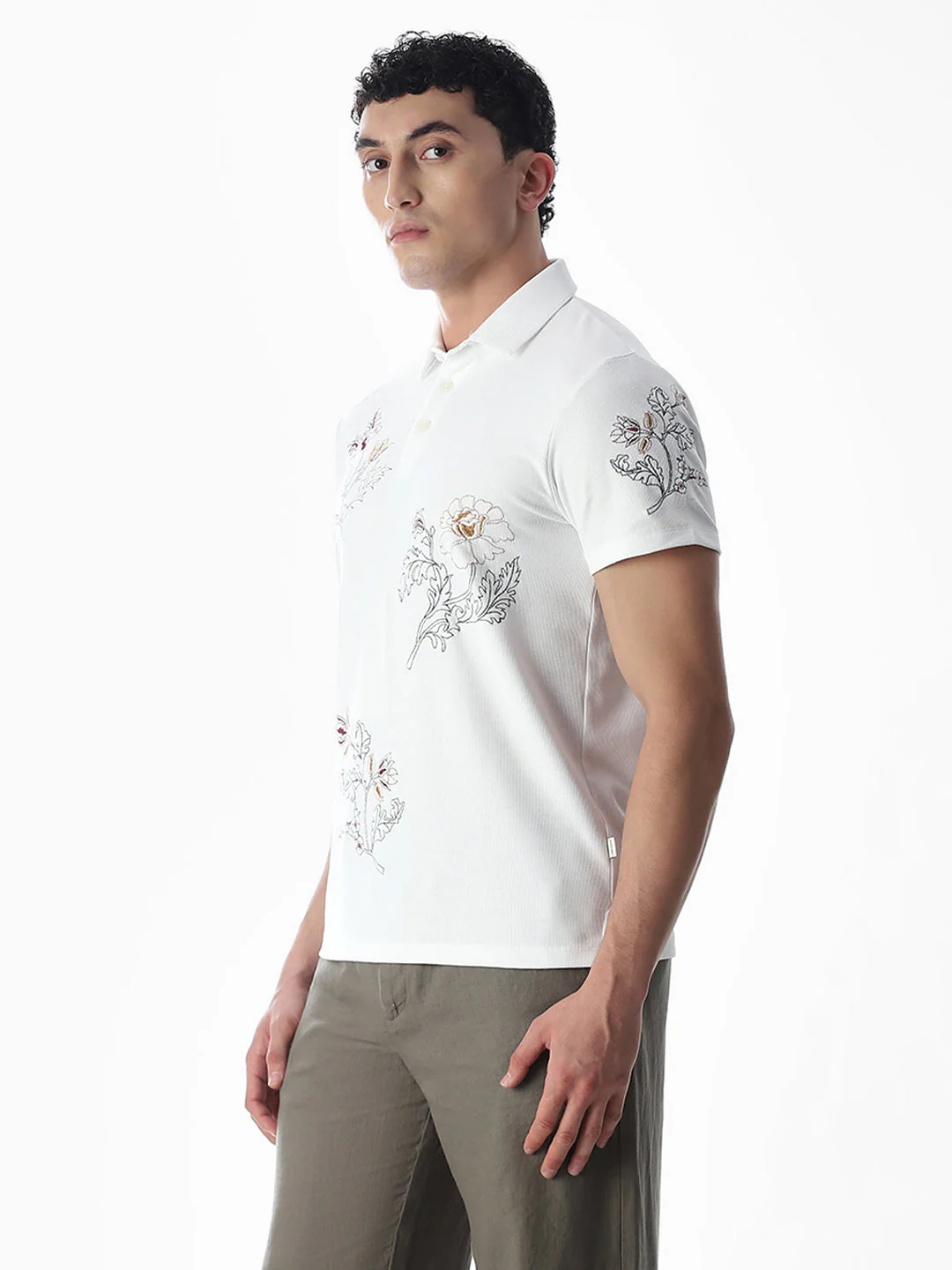 White Embroidered Polo - Image 3