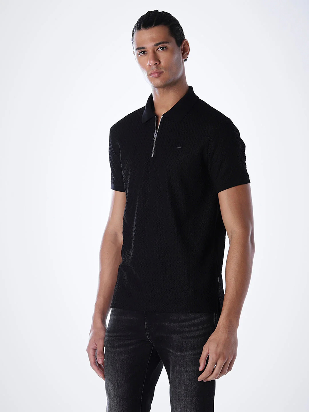 Zip-Detail Regular Fit Polo - Image 3