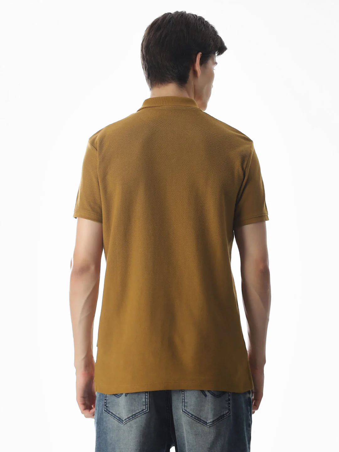 Brown Zip-Up Cotton Polo - Image 4