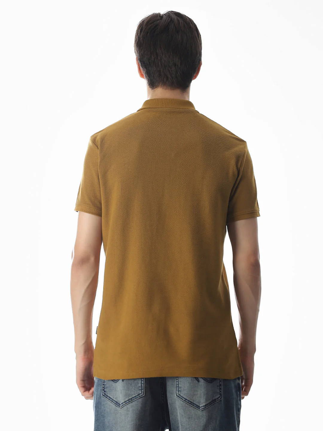 Brown Zip-Up Cotton Polo - Image 9
