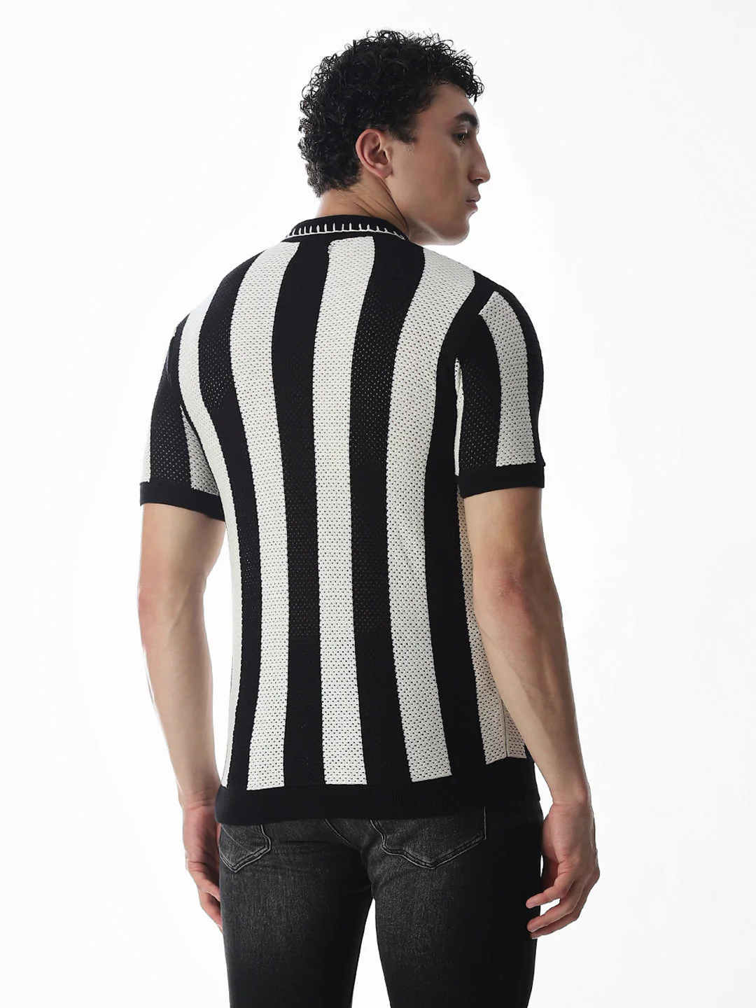 Jacquard Striped Knitted Polo - Image 4