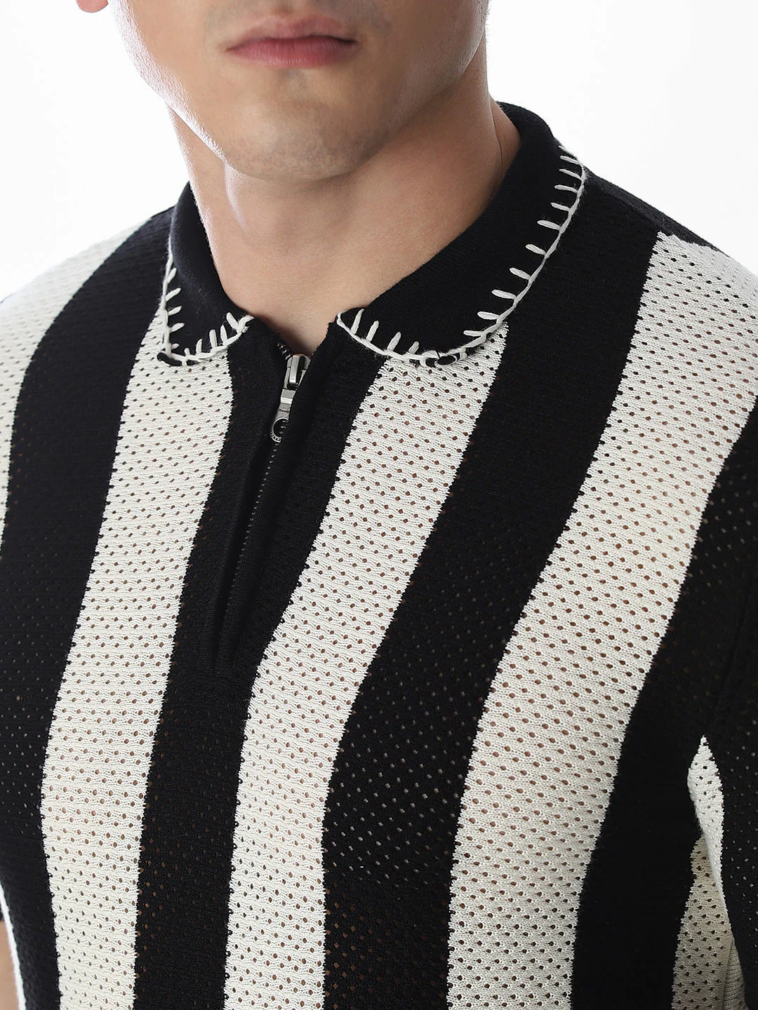Jacquard Striped Knitted Polo - Image 5
