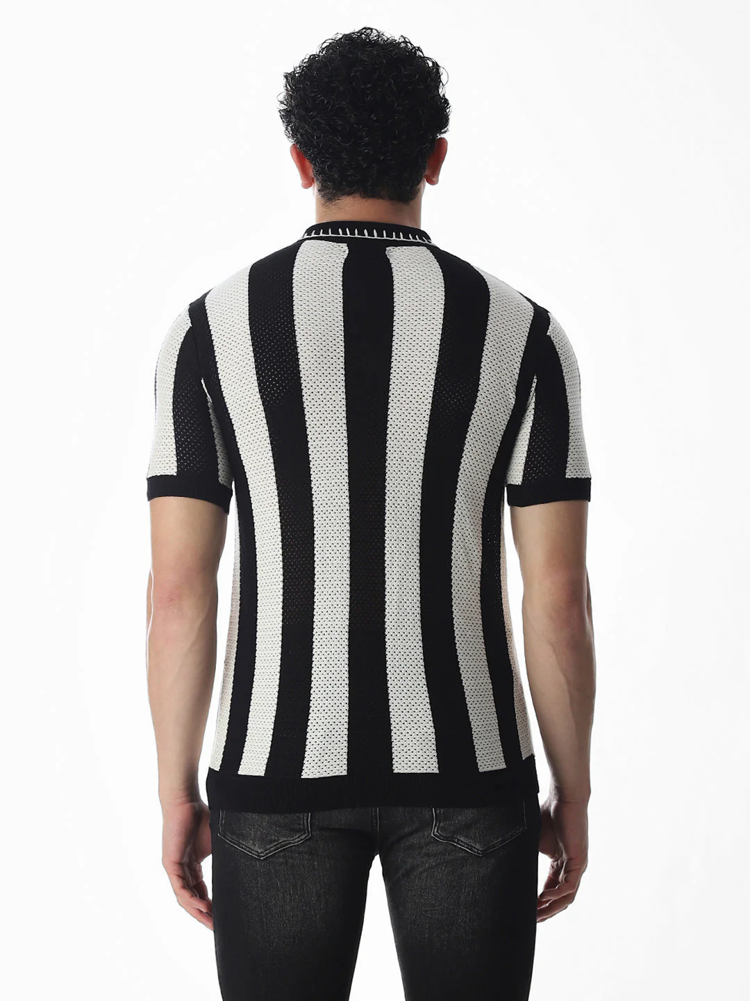 Jacquard Striped Knitted Polo - Image 9