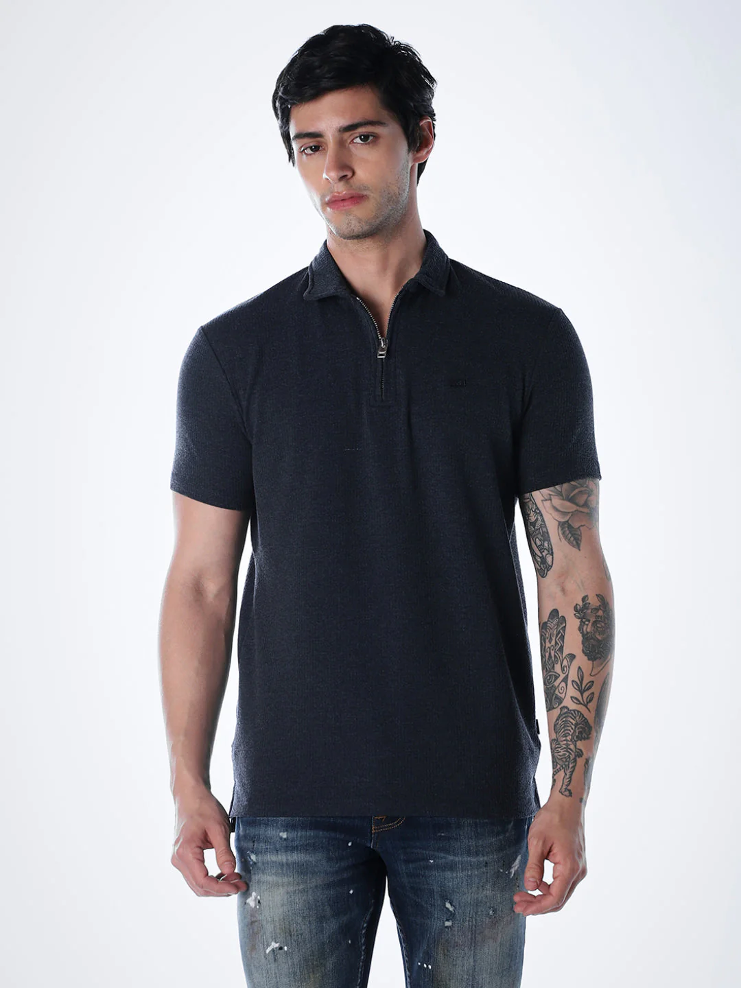 Navy Blue Regular Fit Polo - Image 2