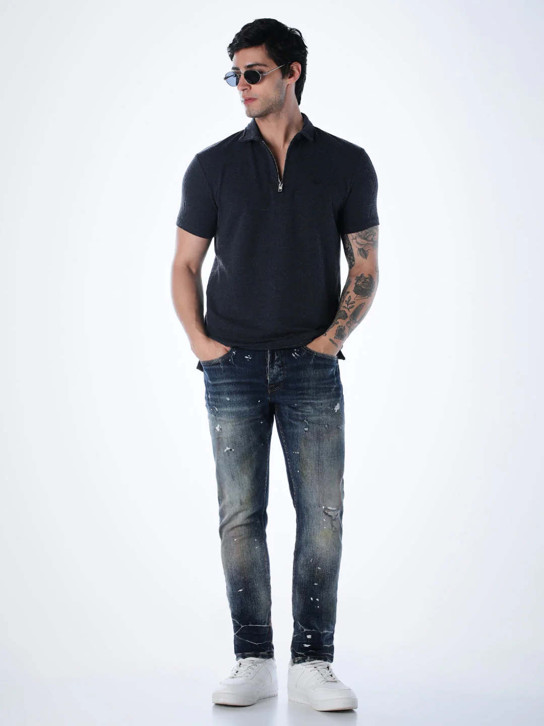 Navy Blue Regular Fit Polo - Image 6
