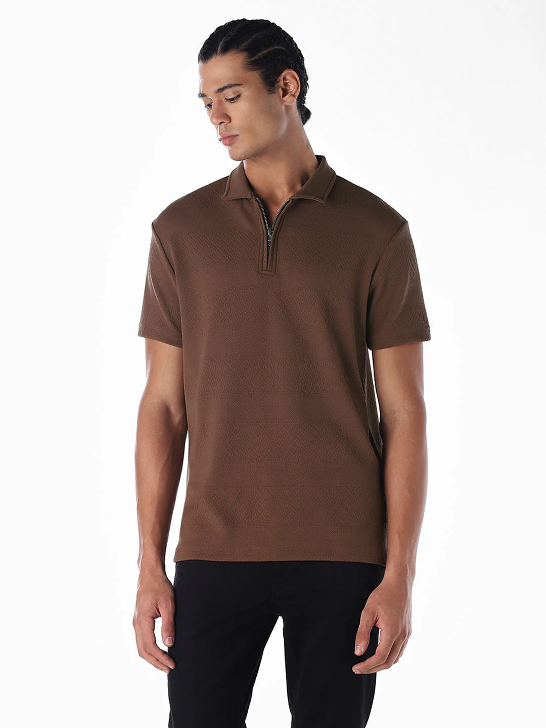 Jacquard Zip-Up Polo - Image 2