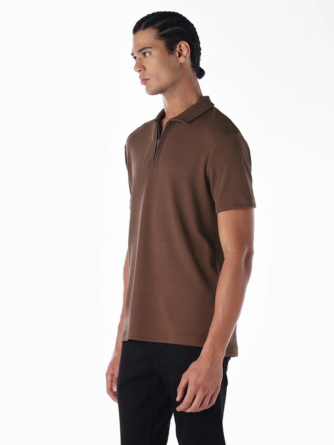 Jacquard Zip-Up Polo - Image 3