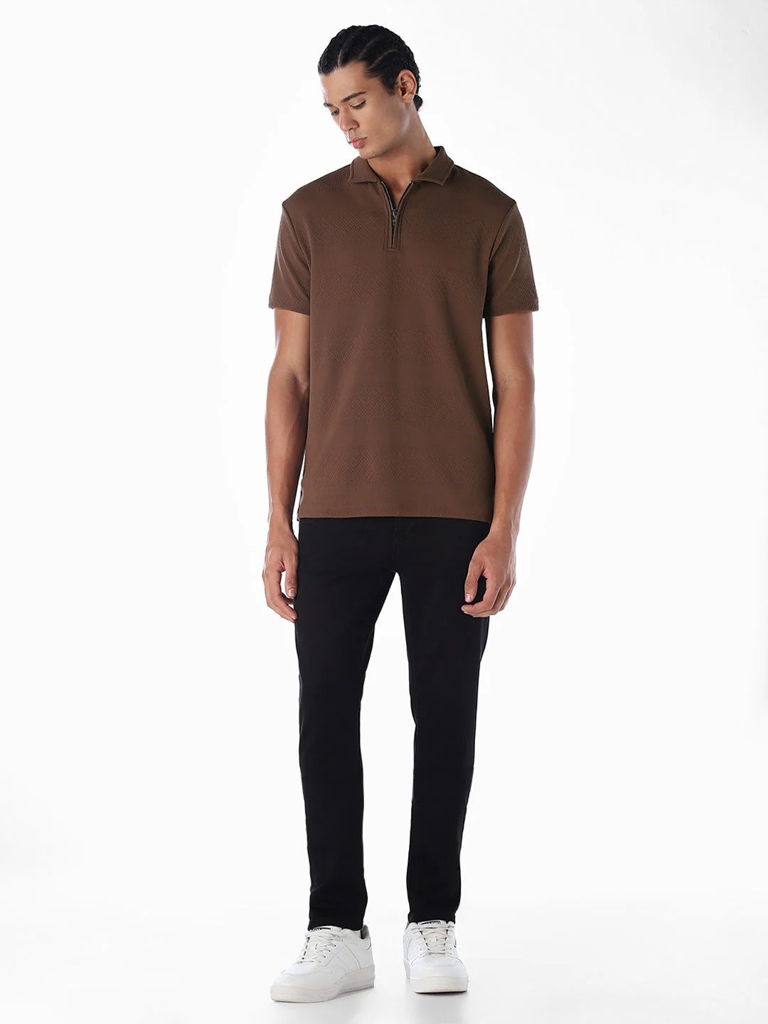 Jacquard Zip-Up Polo - Image 6