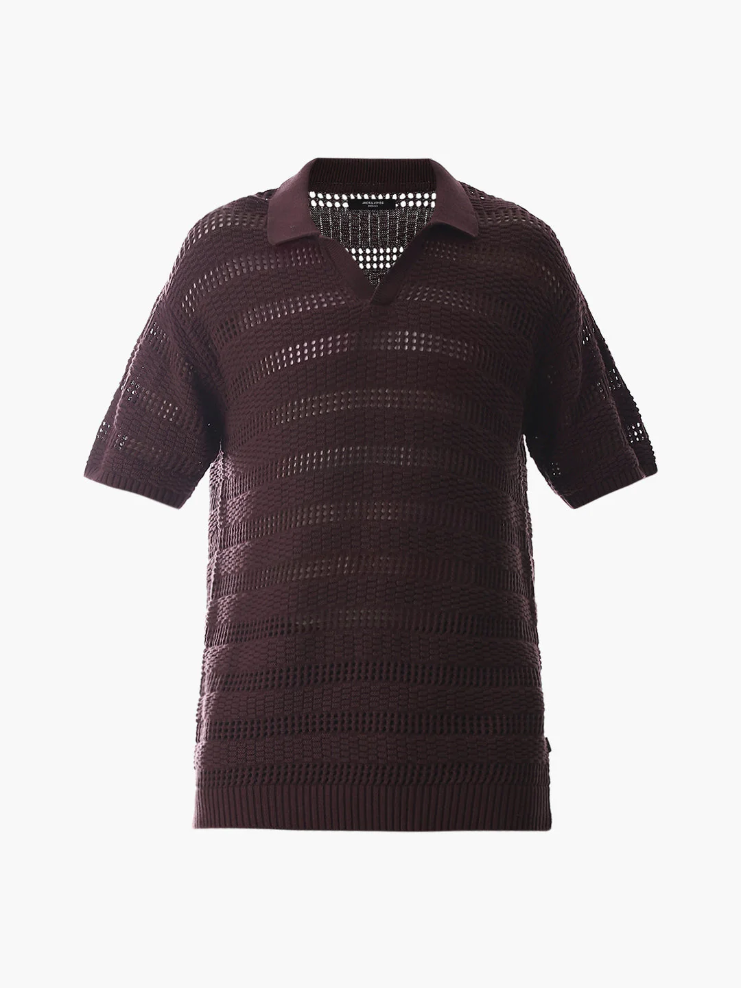 Wine Knitted Jacquard Oversized Polo - Image 7