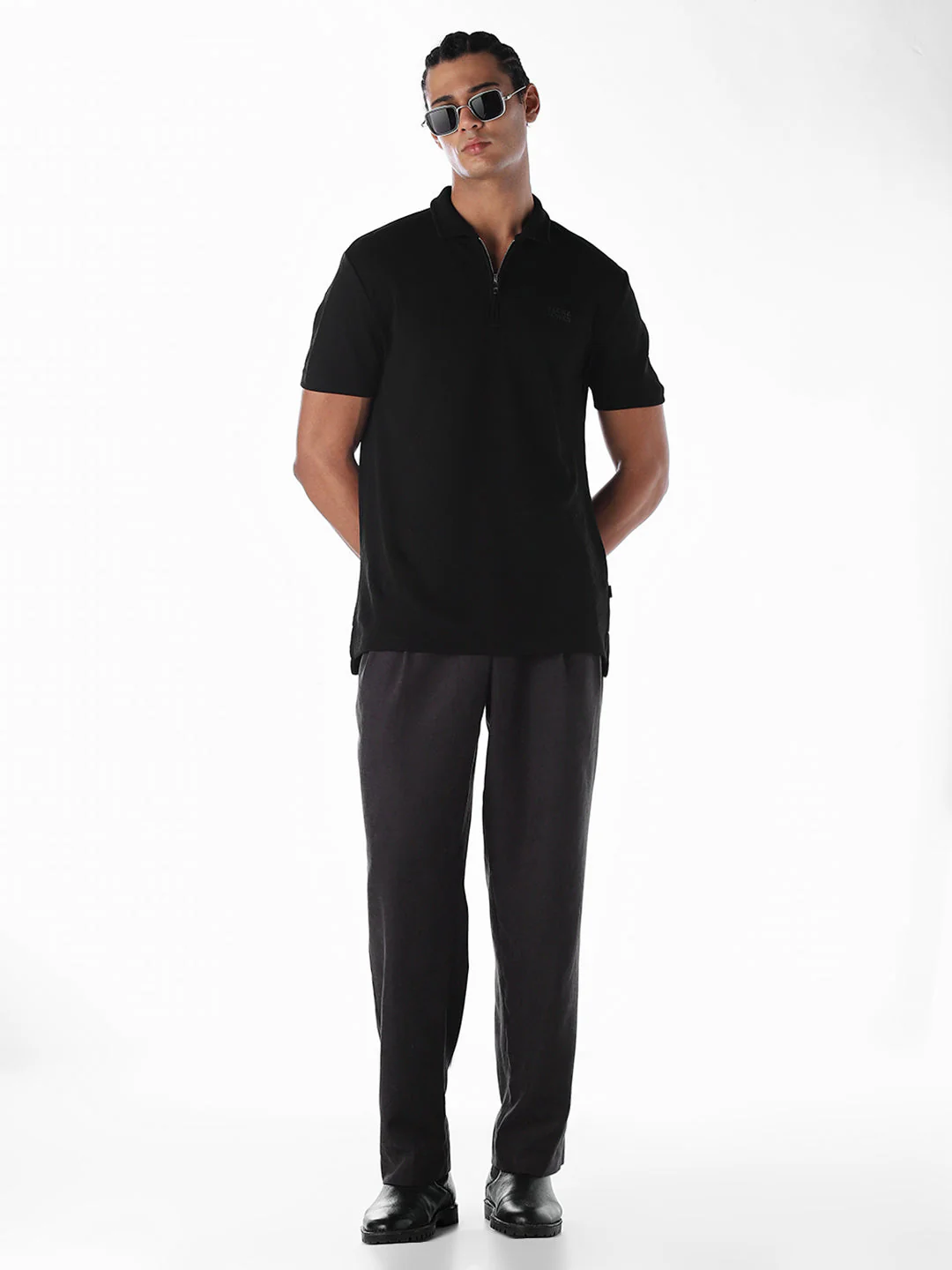 Black Zip-Up Polo - Image 6