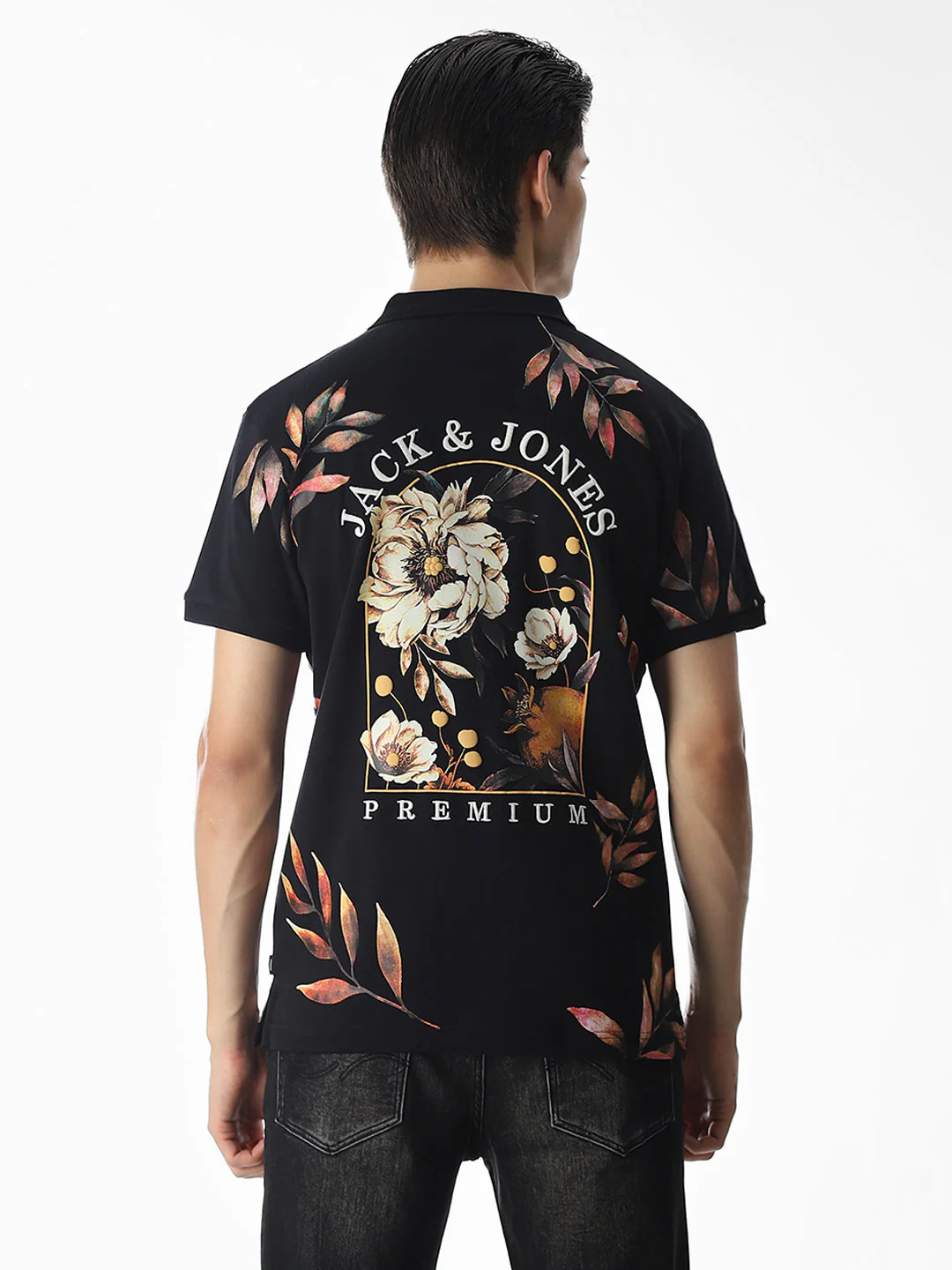 Black Printed Cotton Polo - Image 4