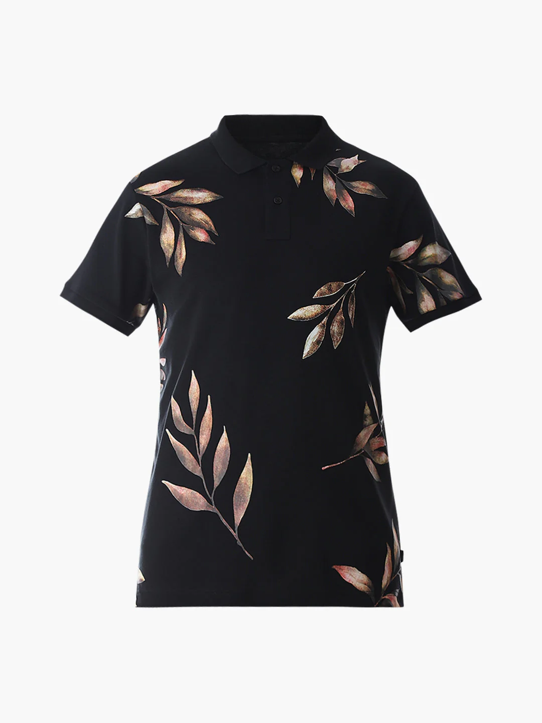 Black Printed Cotton Polo - Image 7
