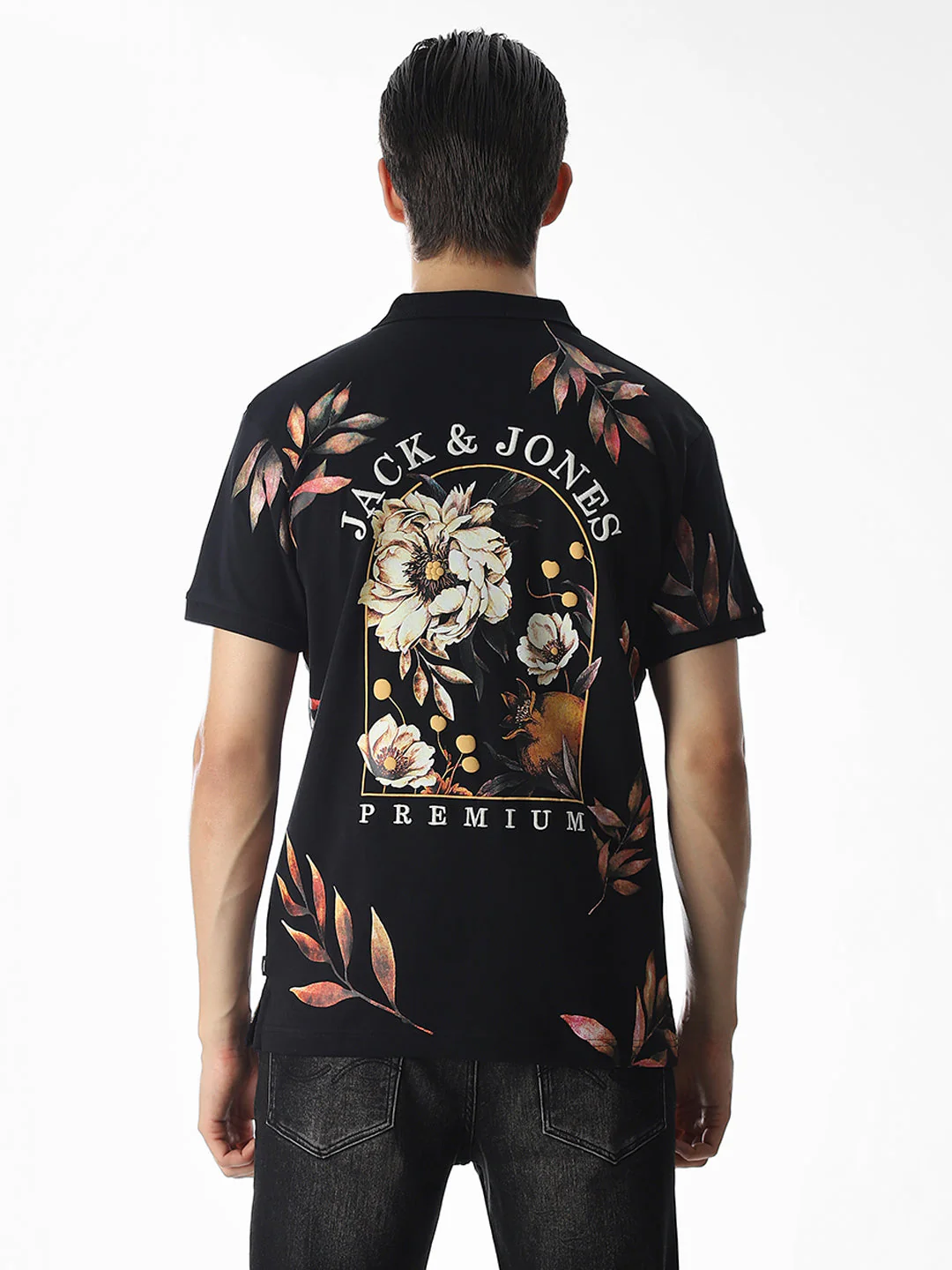 Black Printed Cotton Polo - Image 9