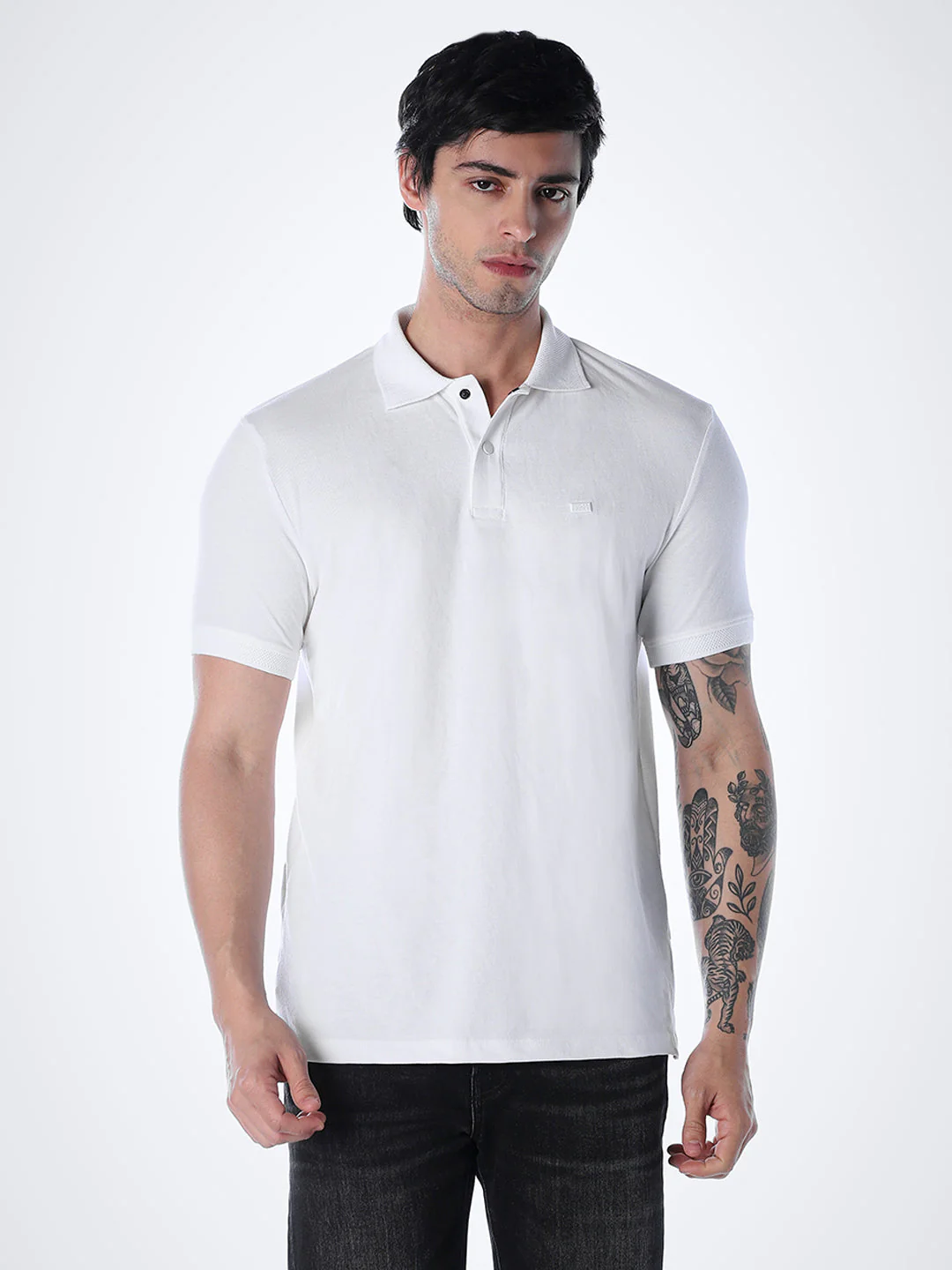 White Regular Fit Polo - Image 2