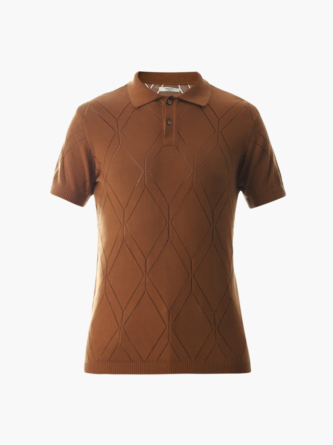Brown Knitted Jacquard Polo - Image 7