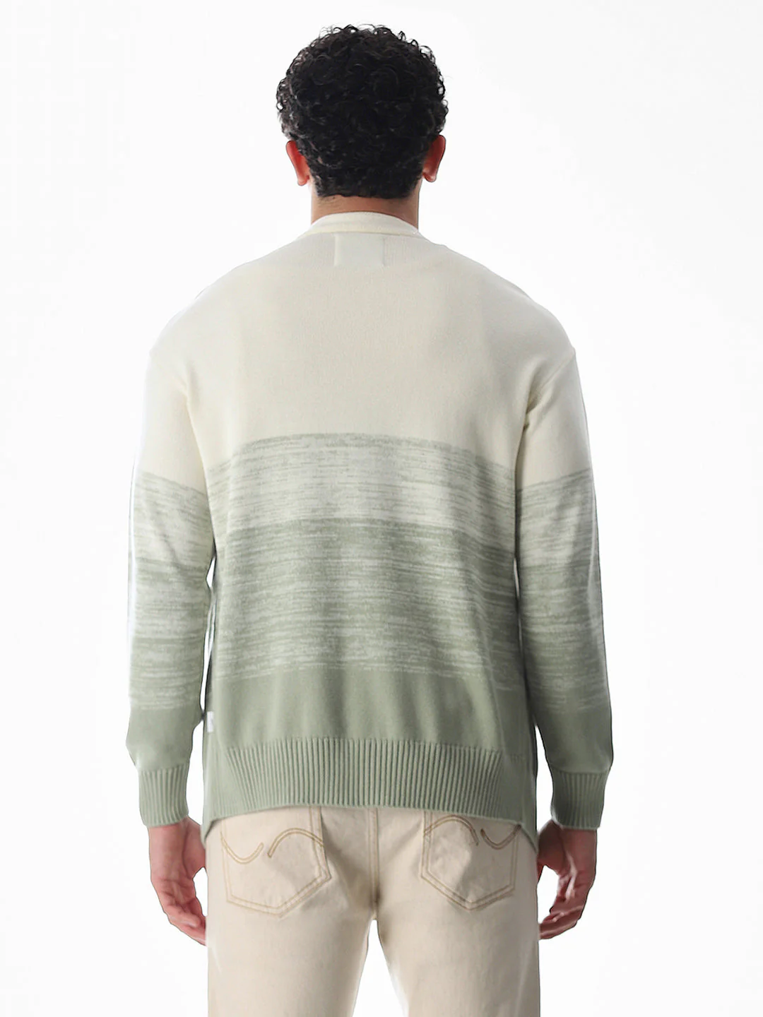 Green Printed Front Open Cardigan - Image 9
