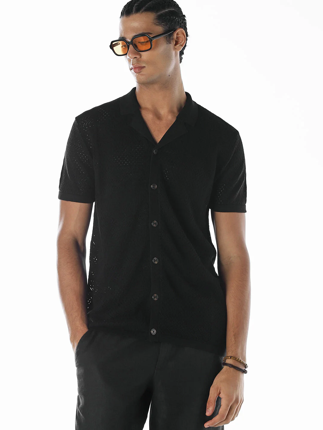 Jacquard Knitted Cotton Shirt