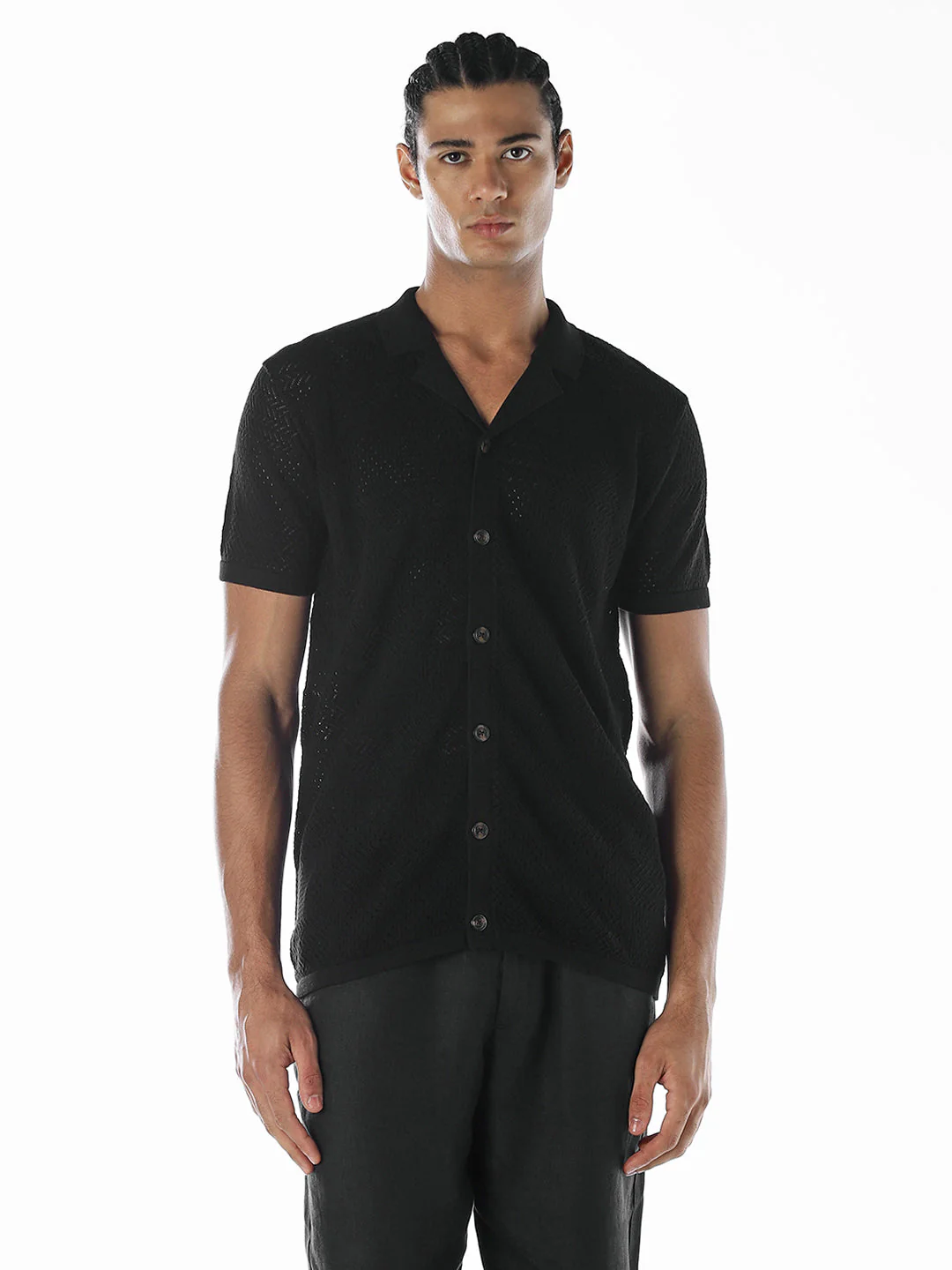 Jacquard Knitted Cotton Shirt - Image 2