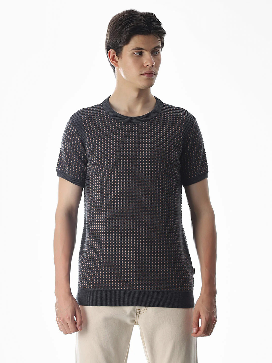 Grey Jacquard Cotton Pullover - Image 2