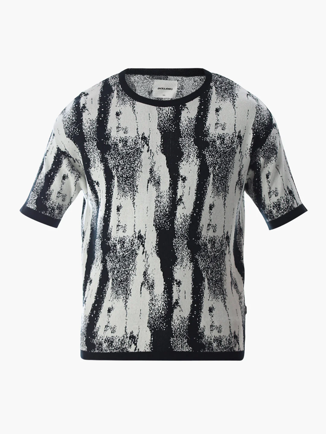 Black Printed Jacquard Boxy Fit Pullover - Image 7