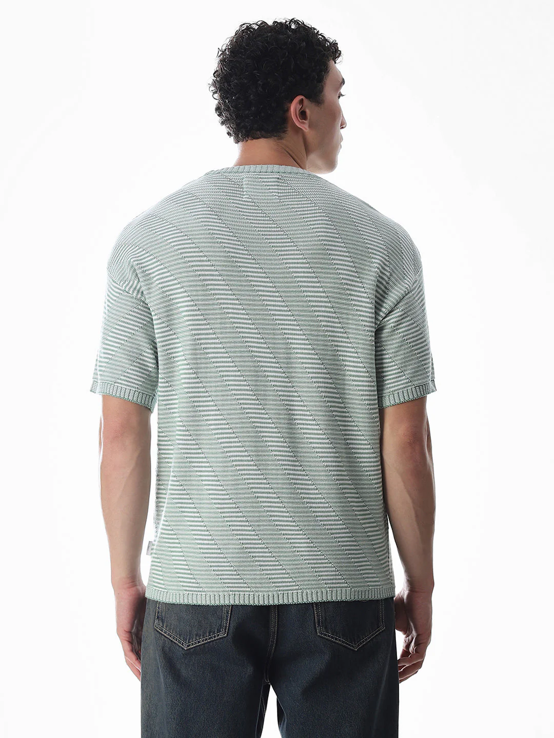 Green Jacquard Boxy Fit Pullover - Image 4