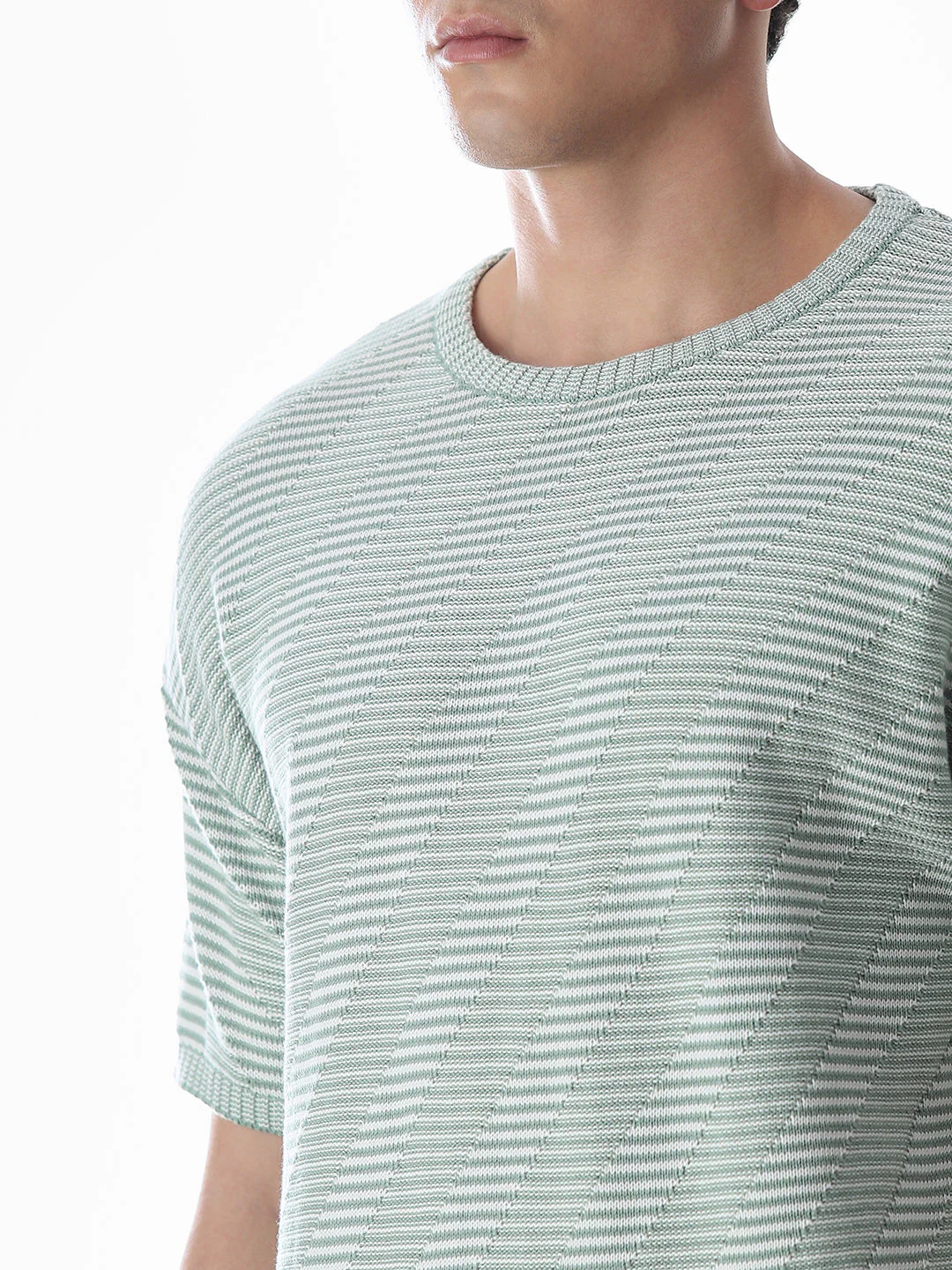 Green Jacquard Boxy Fit Pullover - Image 5