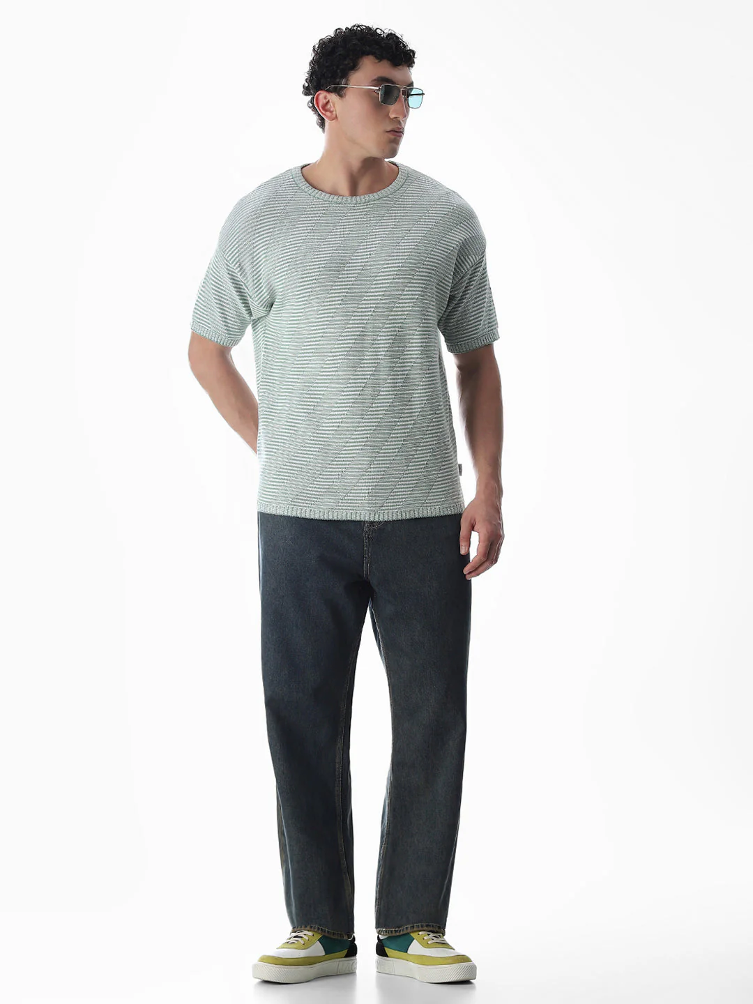 Green Jacquard Boxy Fit Pullover - Image 6