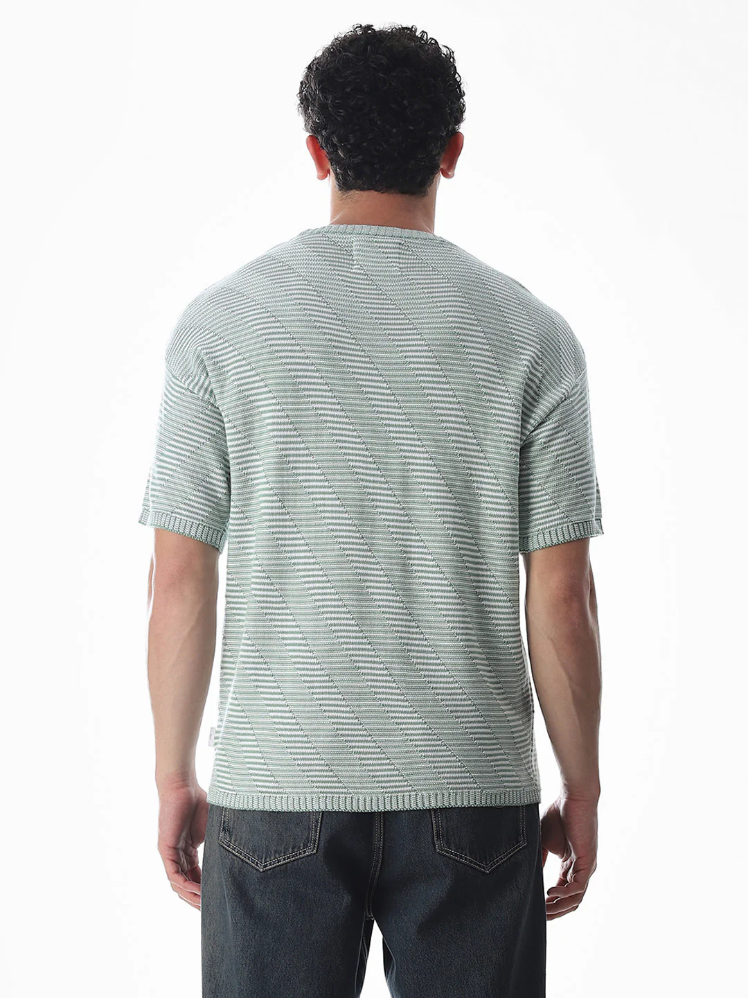 Green Jacquard Boxy Fit Pullover - Image 9