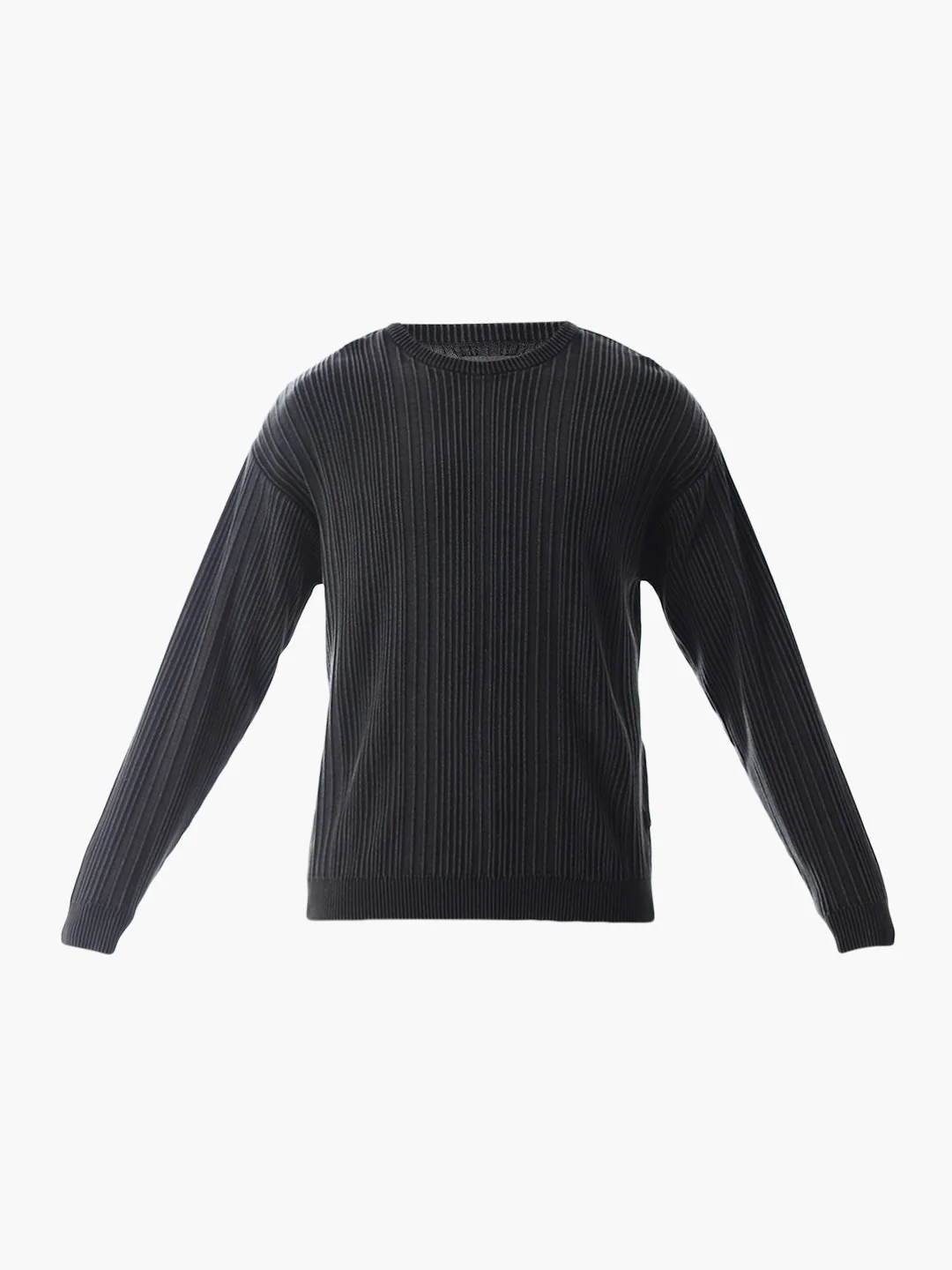 Black Knitted Drop Shoulder Pullover - Image 7