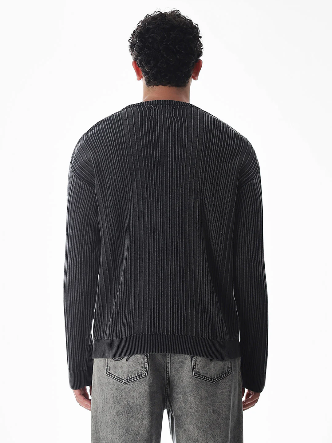 Black Knitted Drop Shoulder Pullover - Image 9