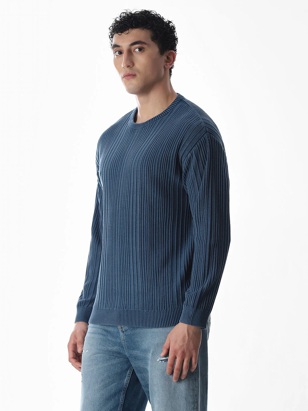 Light Wash Self-Design Pullover - Image 3