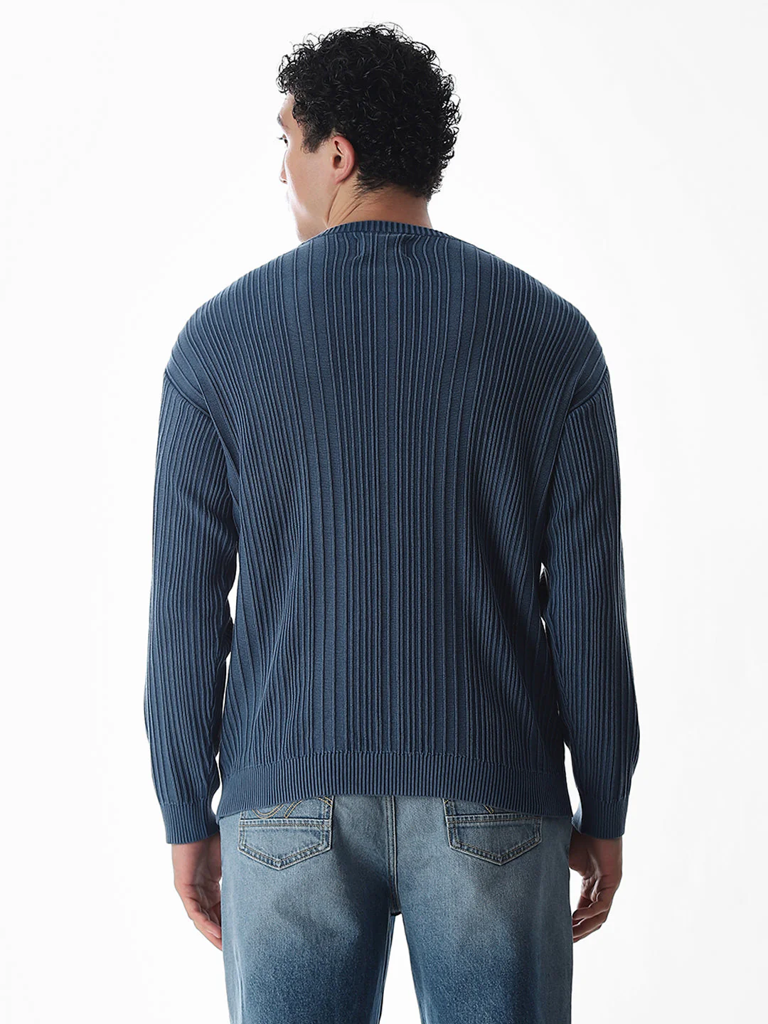 Light Wash Self-Design Pullover - Image 4