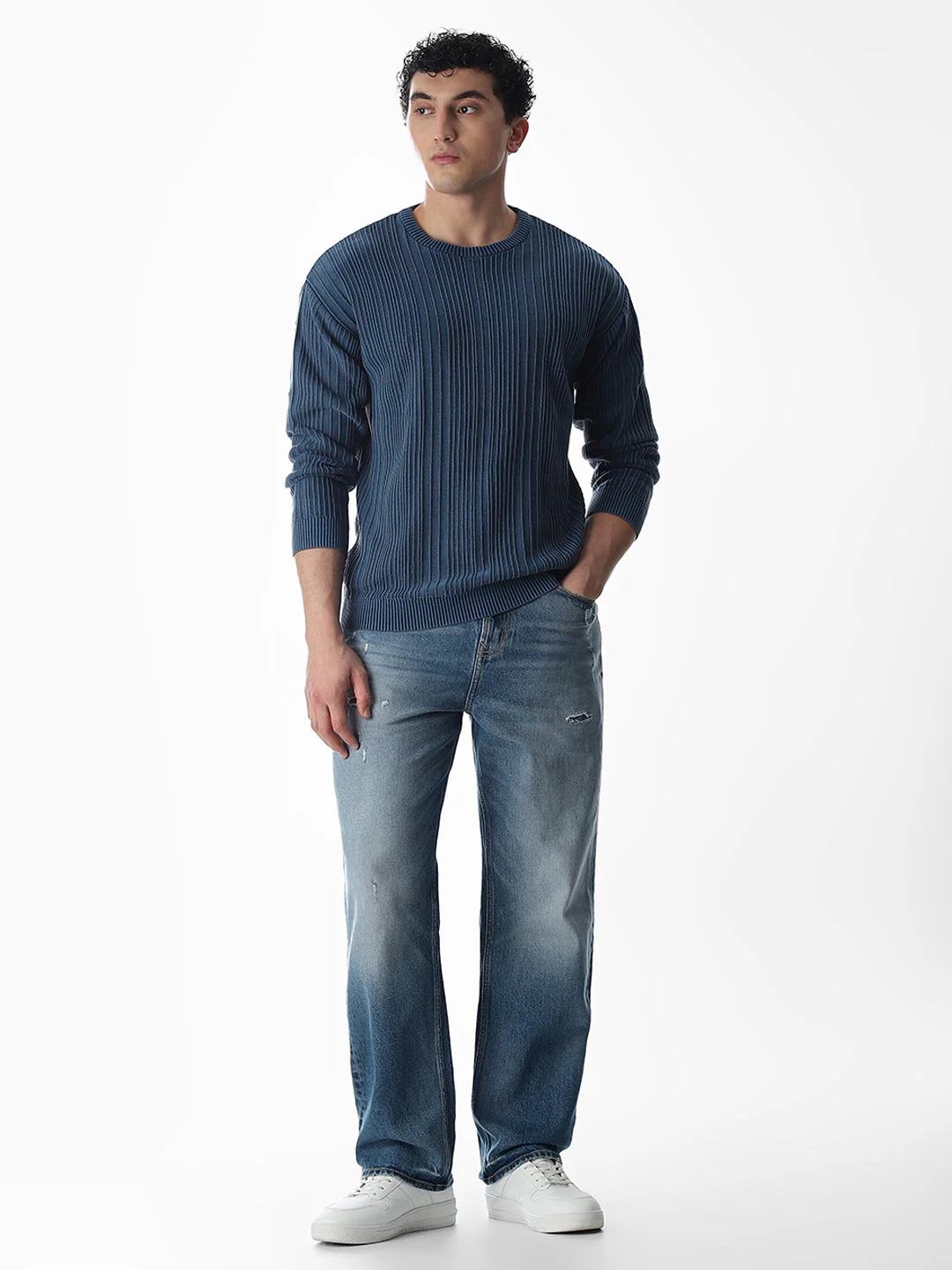 Light Wash Self-Design Pullover - Image 6