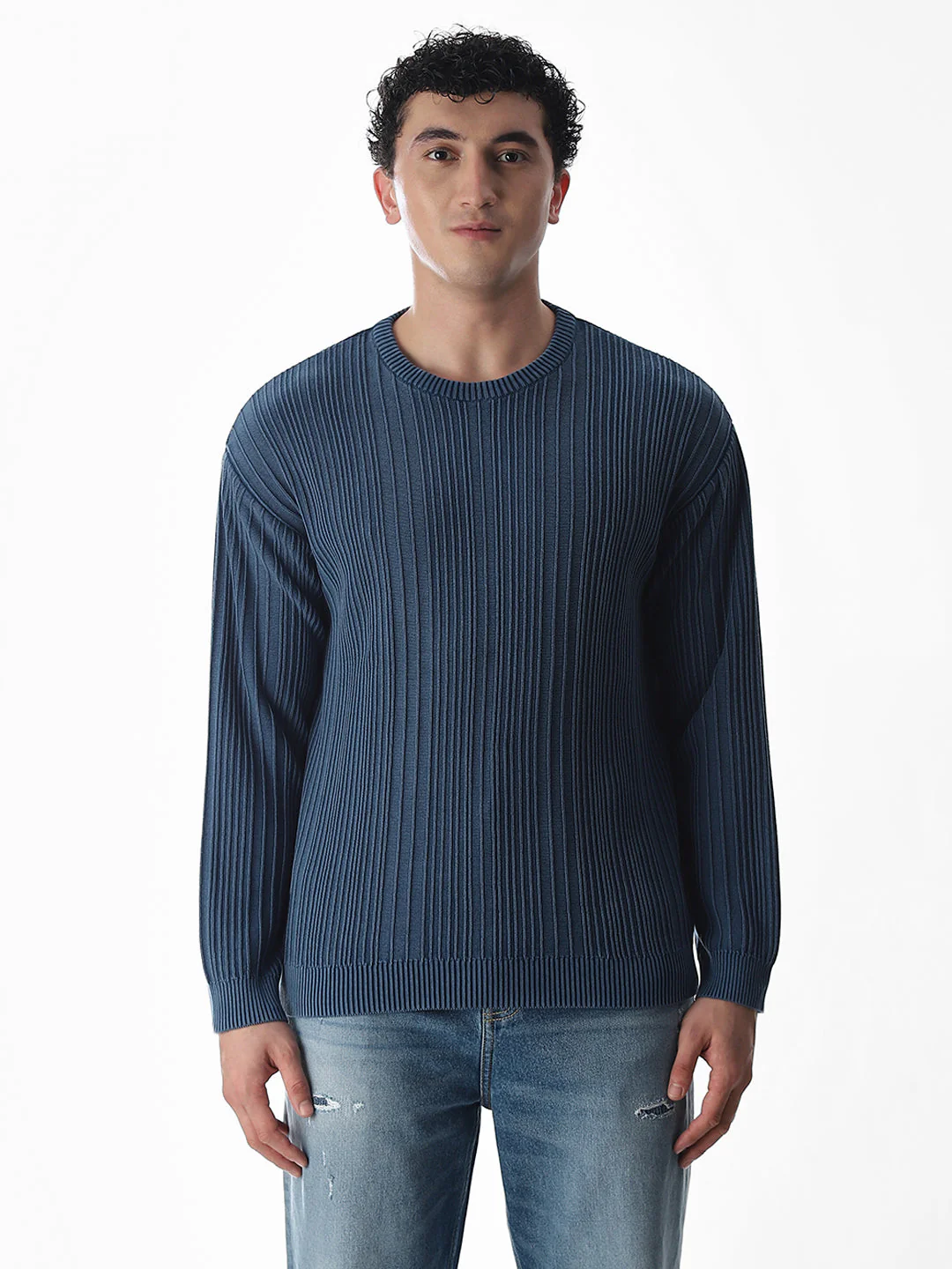 Light Wash Self-Design Pullover - Image 8
