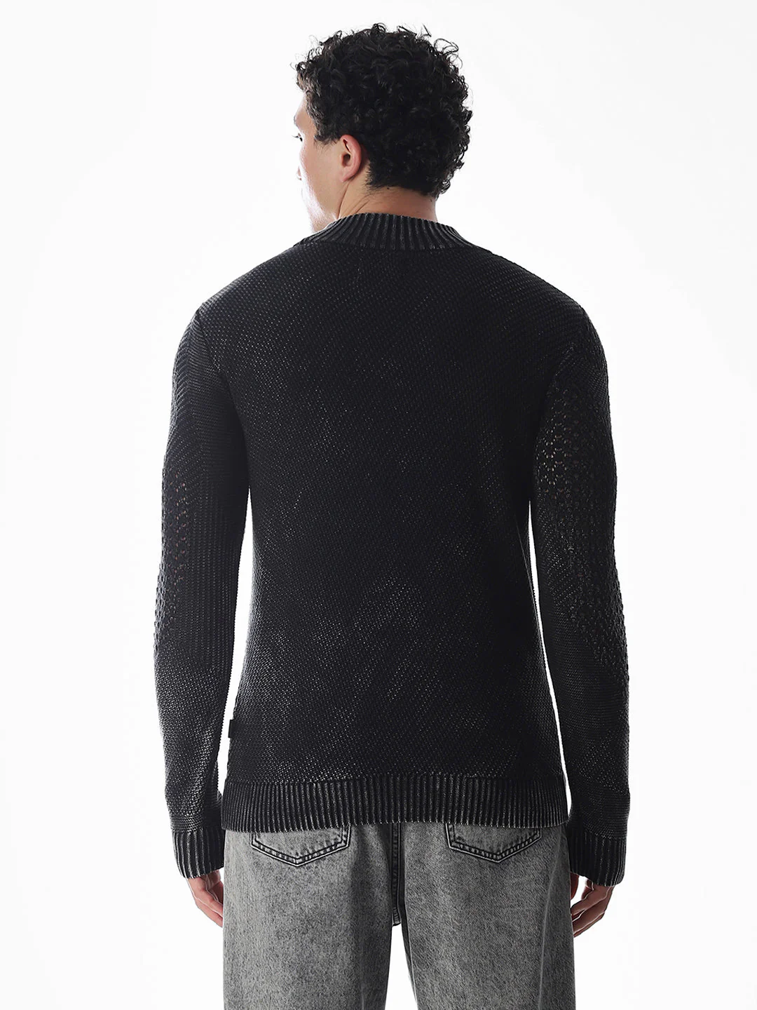 Black Knitted High Neck Pullover - Image 4