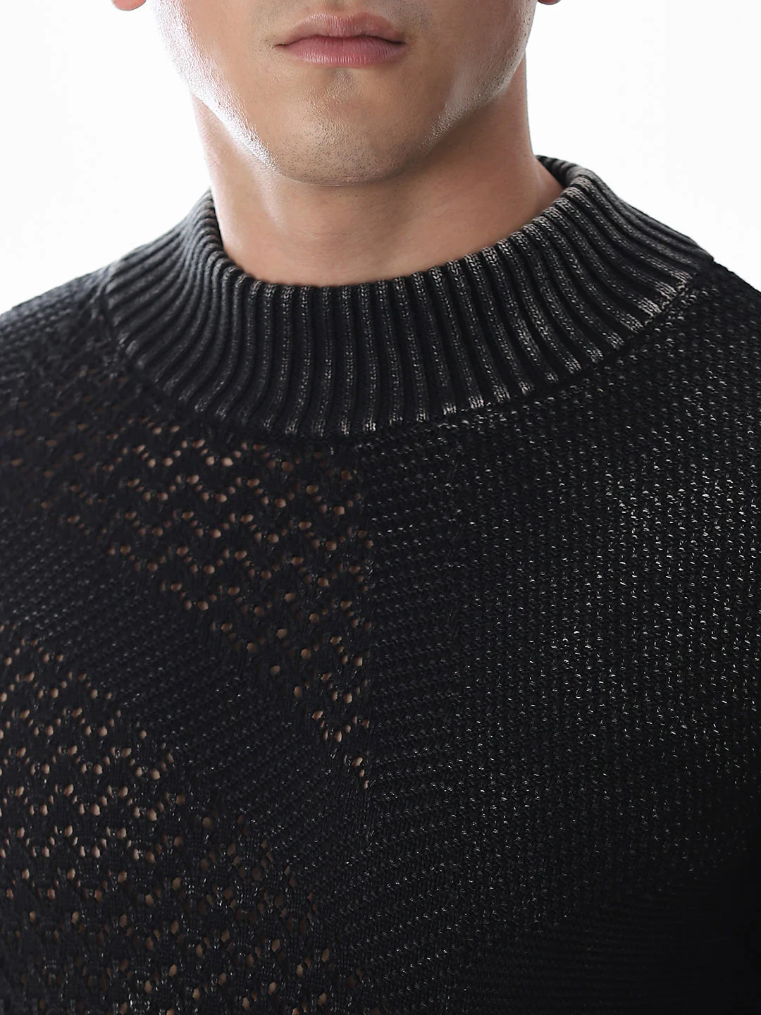 Black Knitted High Neck Pullover - Image 5