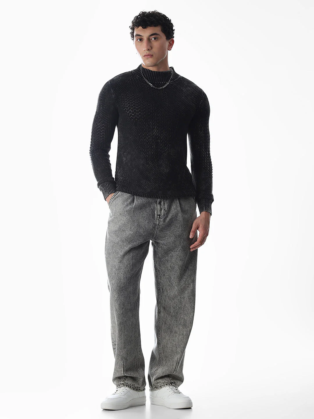 Black Knitted High Neck Pullover - Image 6