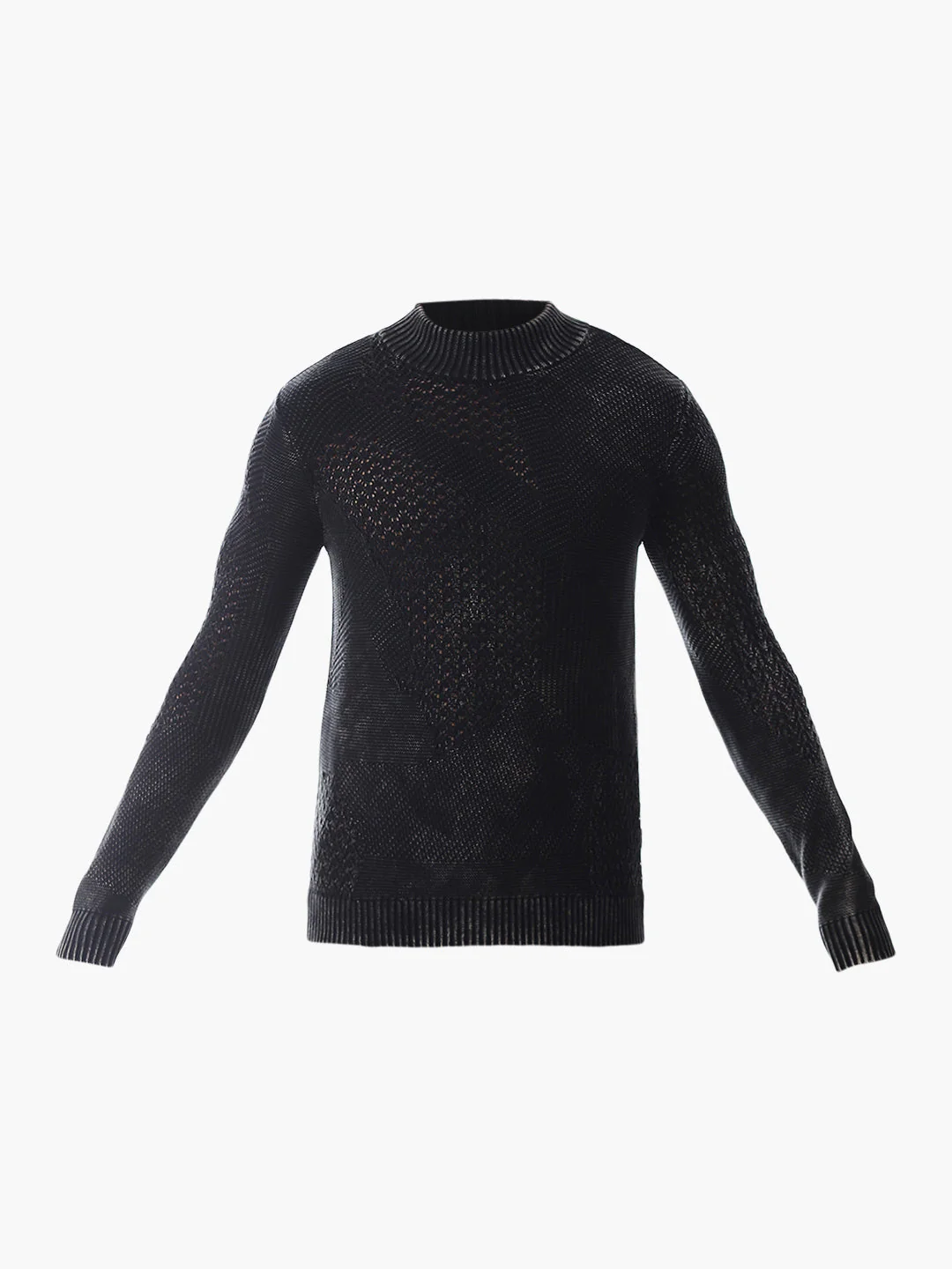 Black Knitted High Neck Pullover - Image 7