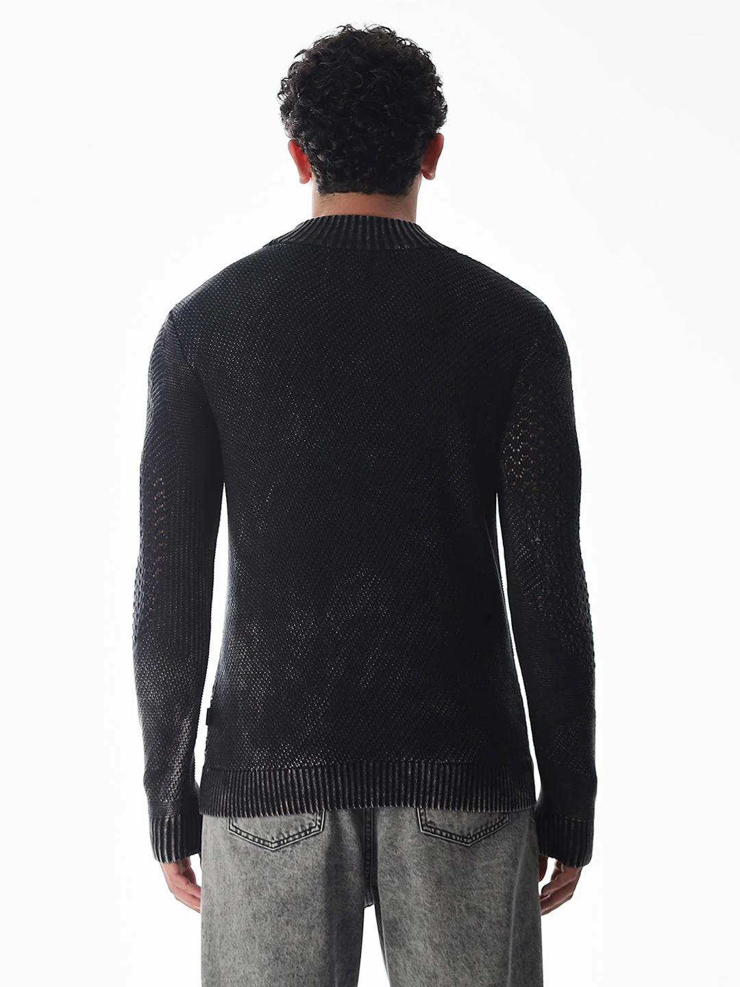 Black Knitted High Neck Pullover - Image 9