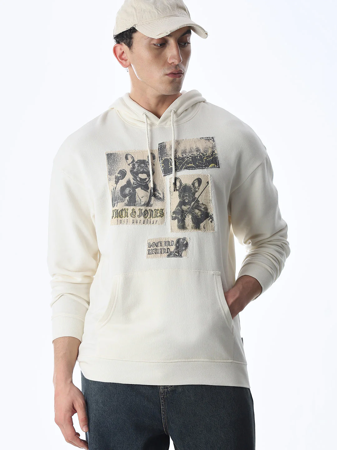 Printed Hooded Oversized Sweatshirt