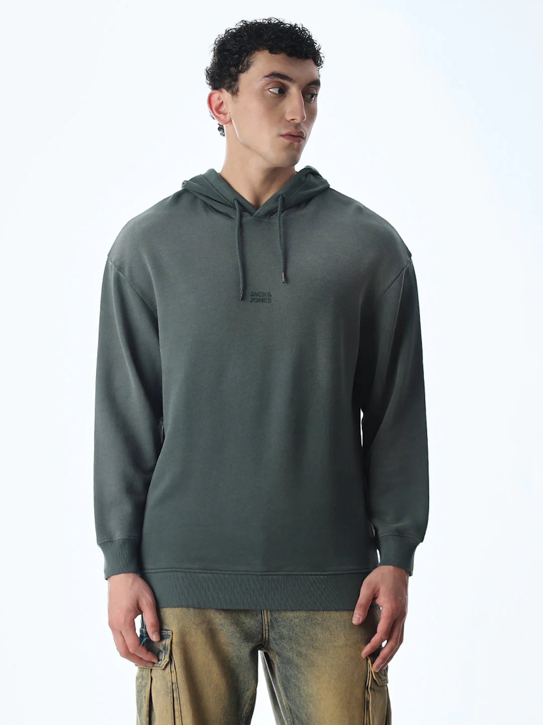 Light Wash Hooded Oversized Sweatshirt - Green - Image 2