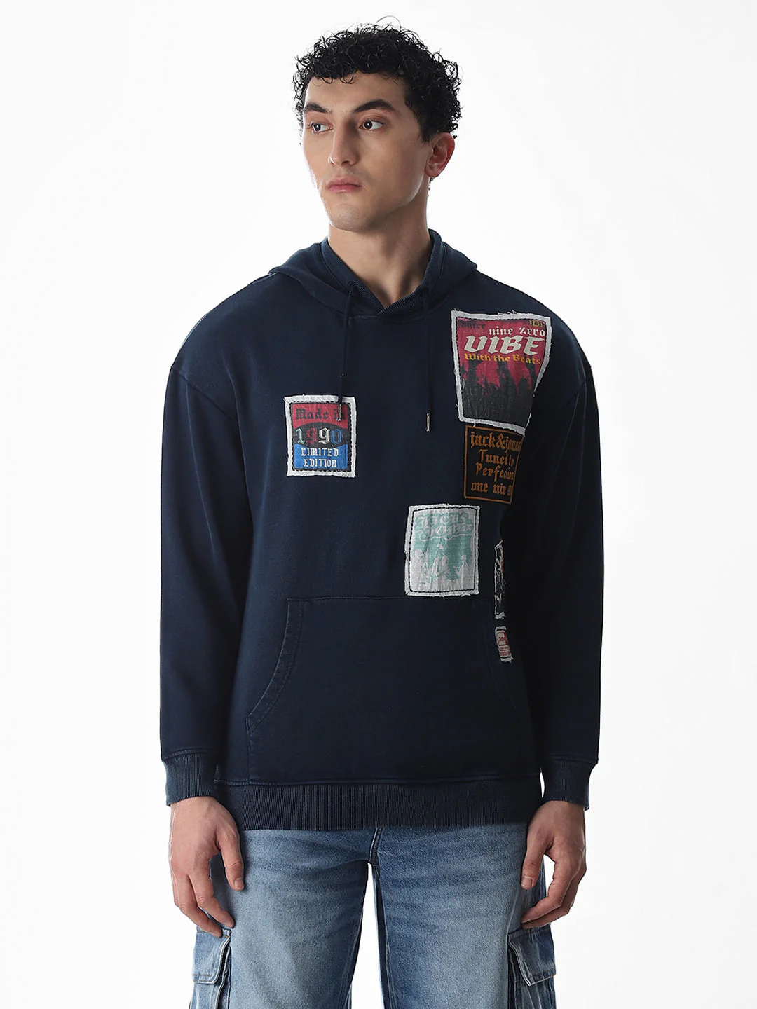 Printed hooded Oversized Sweatshirt - Blue - Image 2