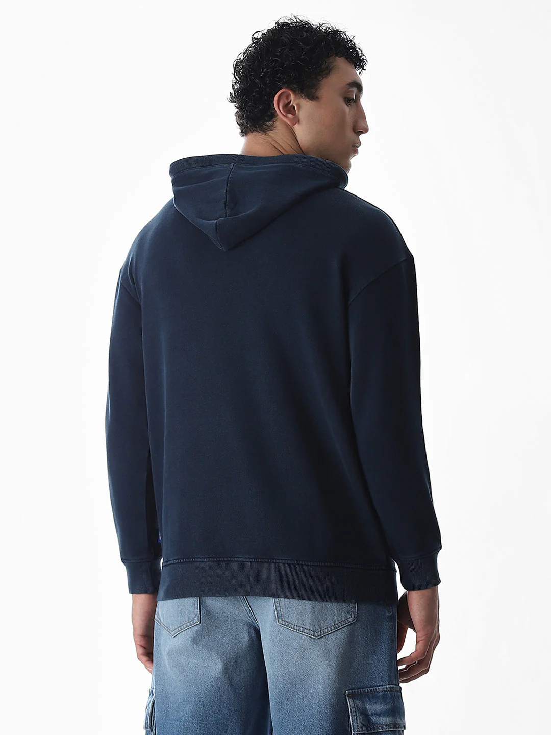 Printed hooded Oversized Sweatshirt - Blue - Image 4