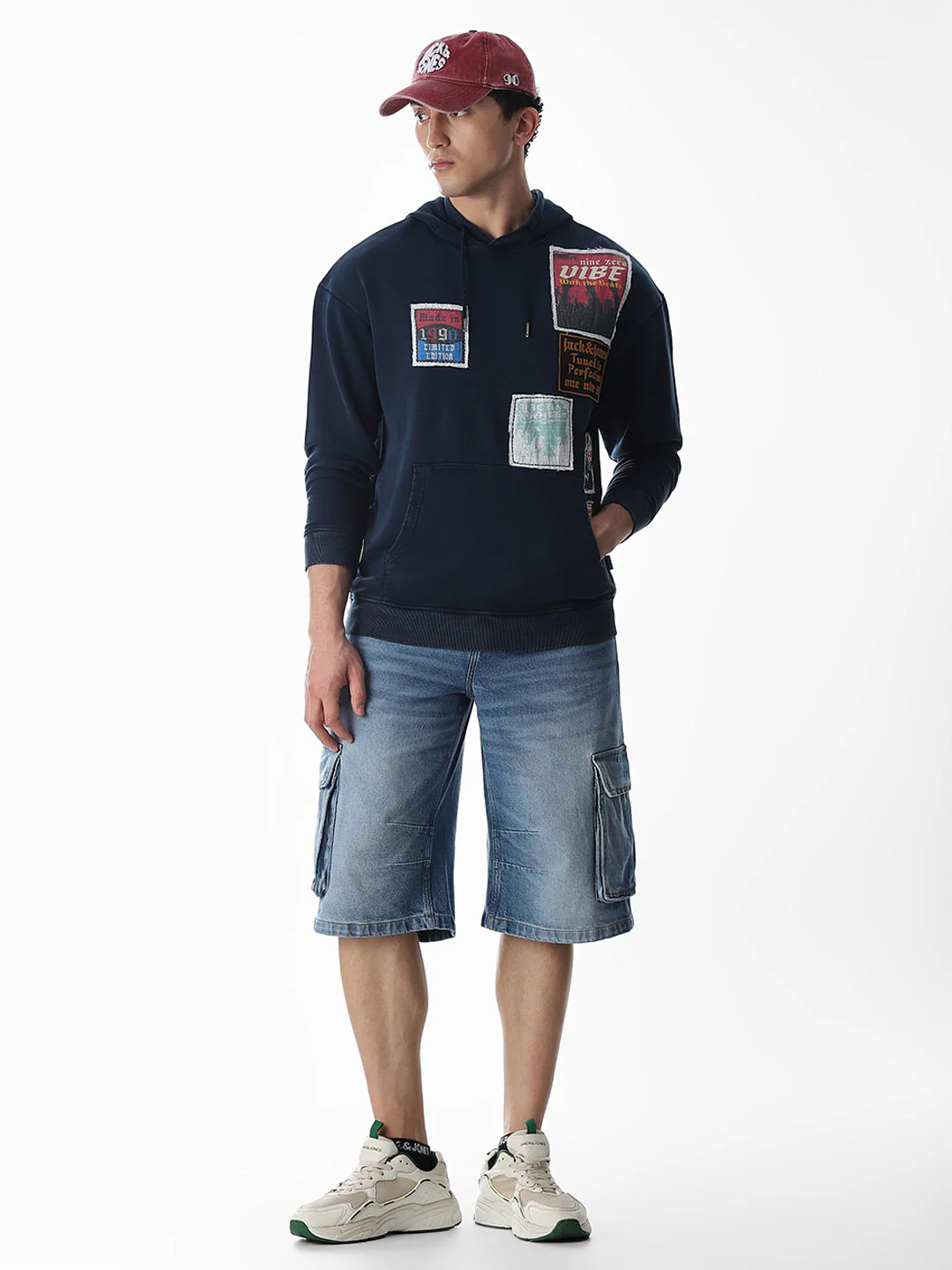 Printed hooded Oversized Sweatshirt - Blue - Image 6