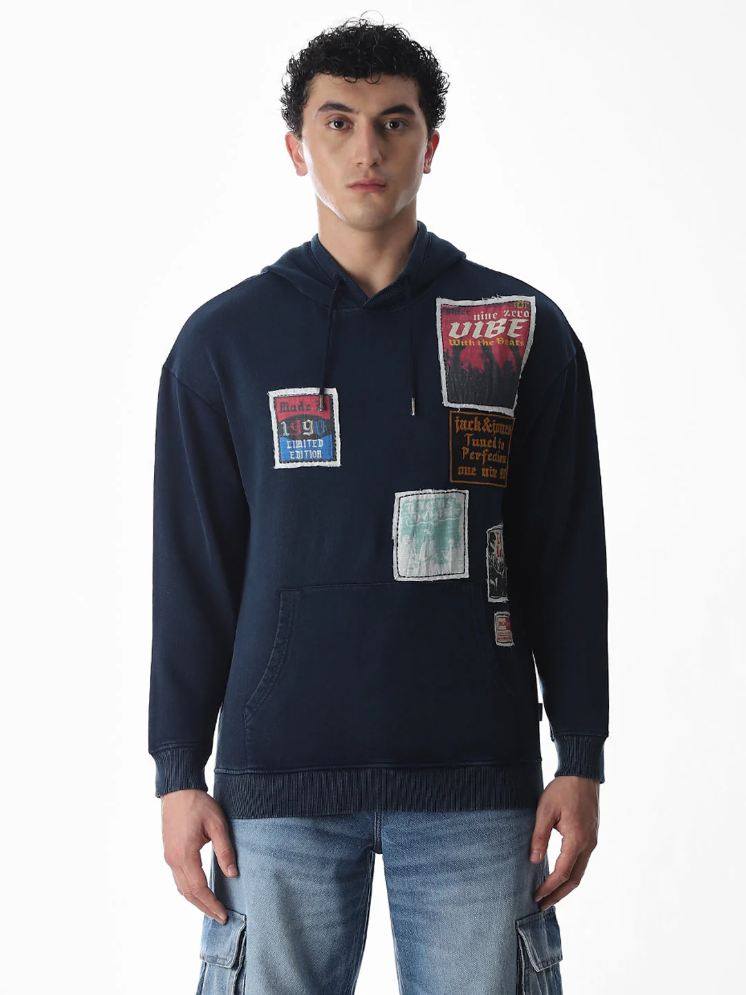 Printed hooded Oversized Sweatshirt - Blue - Image 8