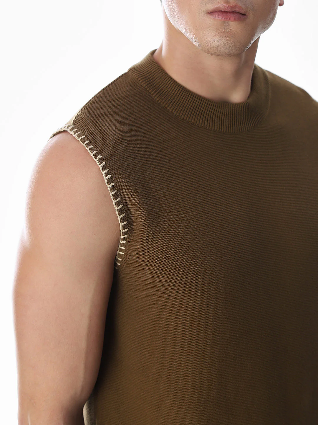 Brown Knitted Cotton Tank - Image 5