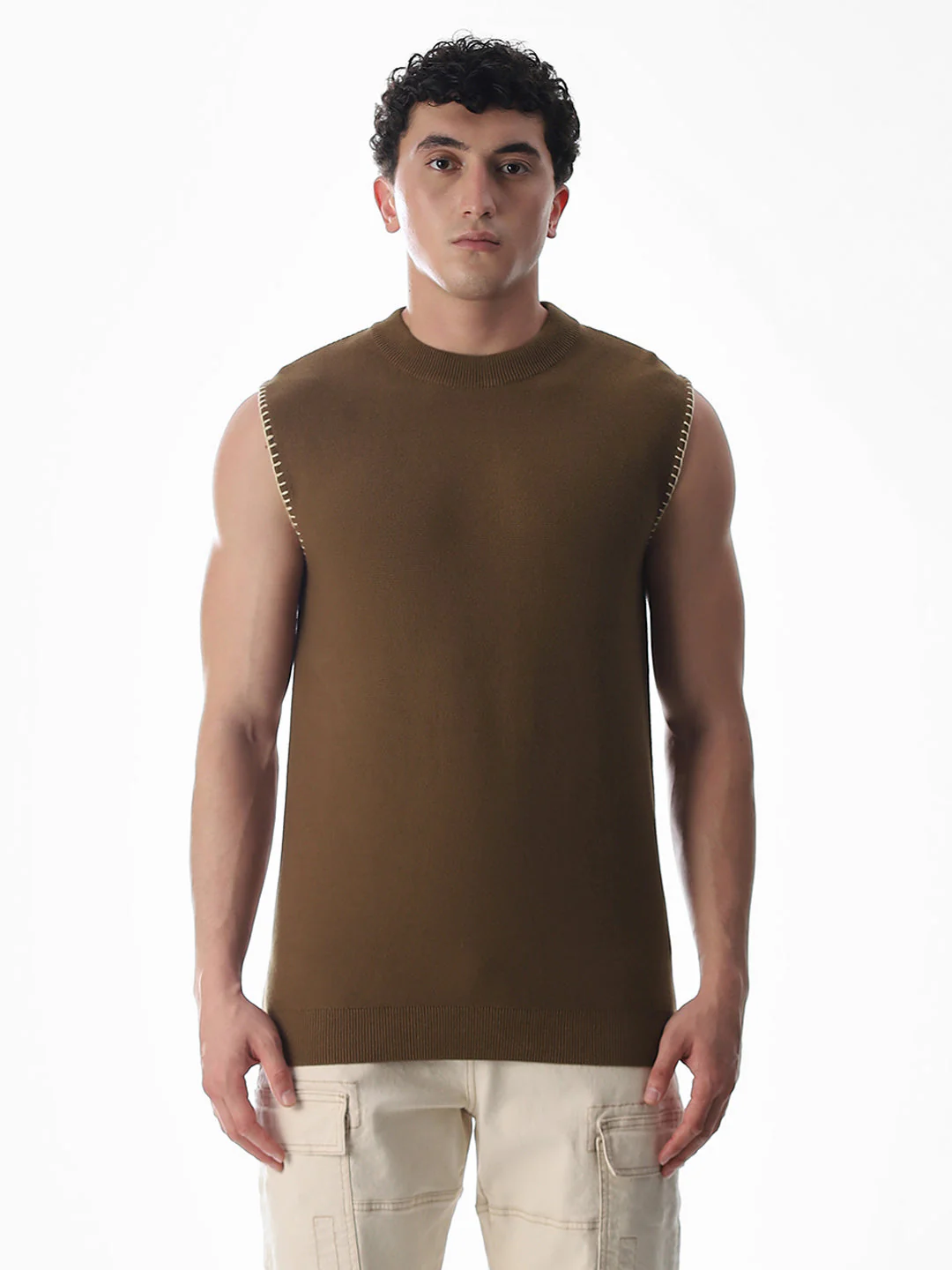 Brown Knitted Cotton Tank - Image 8