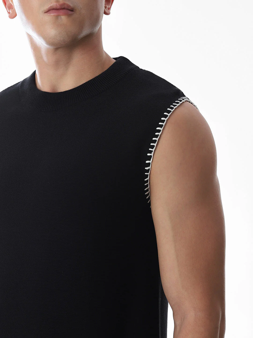 Black Knitted Cotton Tank - Image 5