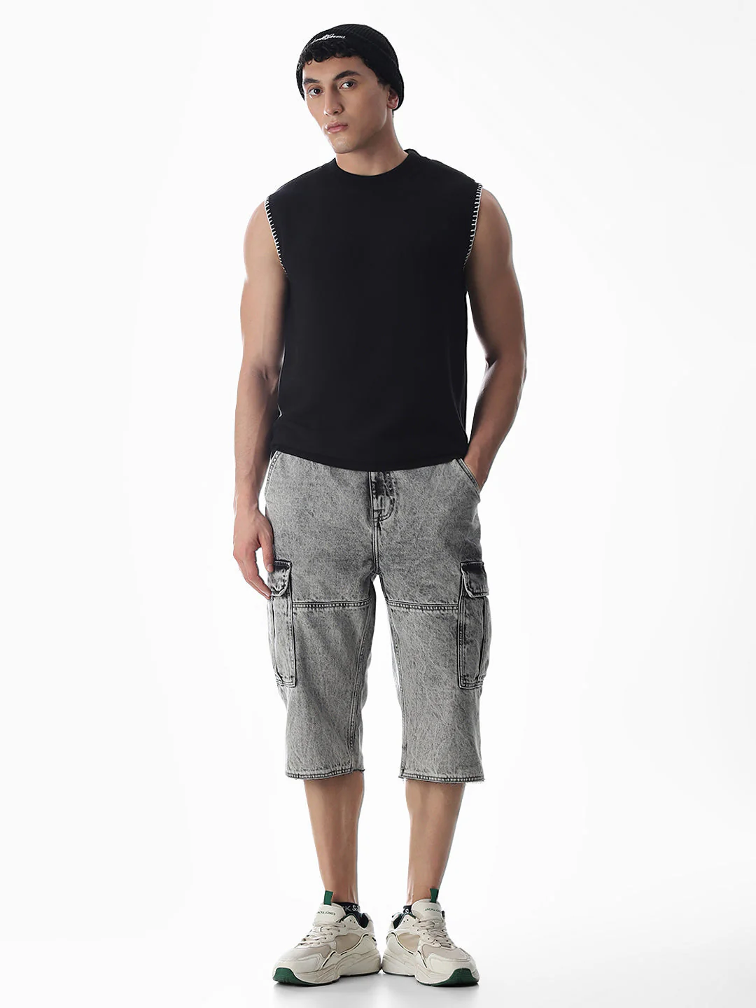 Black Knitted Cotton Tank - Image 6