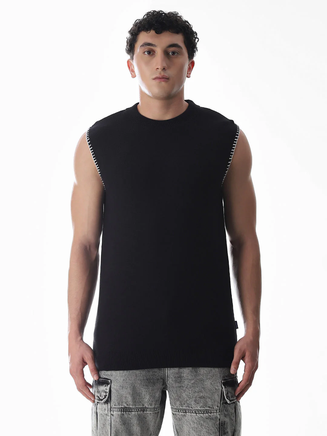 Black Knitted Cotton Tank - Image 8